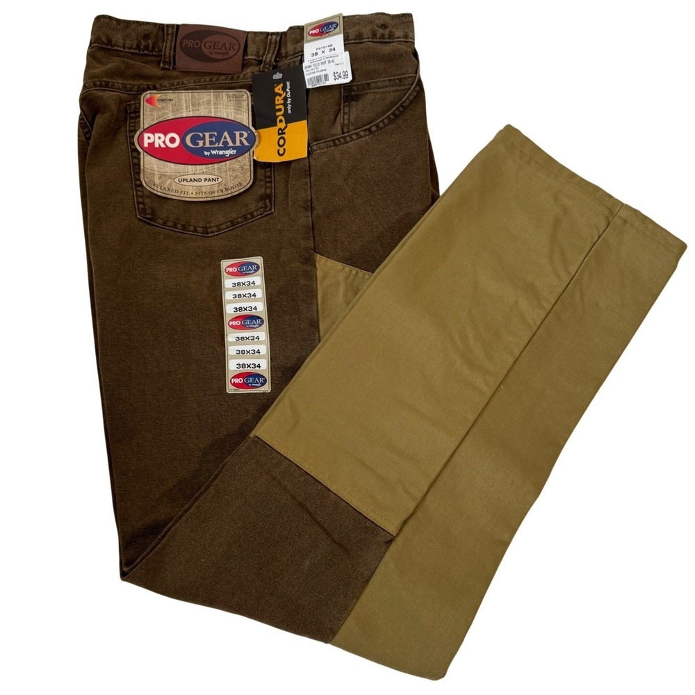Vtg Wrangler Pro Gear Men's Brown Upland Field Pants Cordura Relaxed Fit 38x34